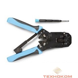 Hyperline HT-200AR Инструмент обжимной для RJ-50, RJ-45, RJ-12, RJ-11 (10P10C, 8P8C типа AMP, 6P6C, 4P4C), профессиональный, с храповым механизмом