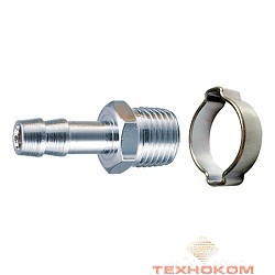 FUBAG Переходник 1/4"М на елочку 10мм с обжимным кольцом 10*15мм блистер  [180265 B]