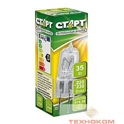 СТАРТ (4607175851015) Галогенная капсульная лампа. Теплый свет. Цоколь G4.  JD 220V 35WG6,35 10/1000