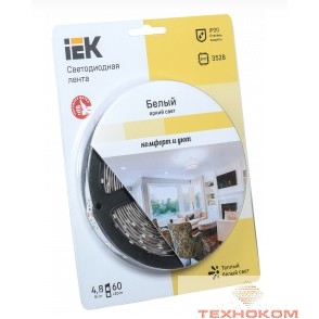Iek LSR1-1-060-20-1-05 Лента LED 5м  блистер LSR-3528WW60-4.8-IP20-12V IEK-eco теплый белый