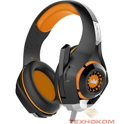 CROWN CMGH-102T Black&orange (Подключение USB, встроенная аудио карта, Частотныи? диапазон: 20Гц-20,000 Гц ,Кабель 2.1м,Размер D 250мм)