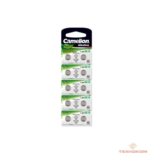 Camelion G10  BL-10 Mercury Free (AG10-BP10(0%Hg), 389A/LR1130/189 батарейка для часов) (10 шт. в уп-ке)