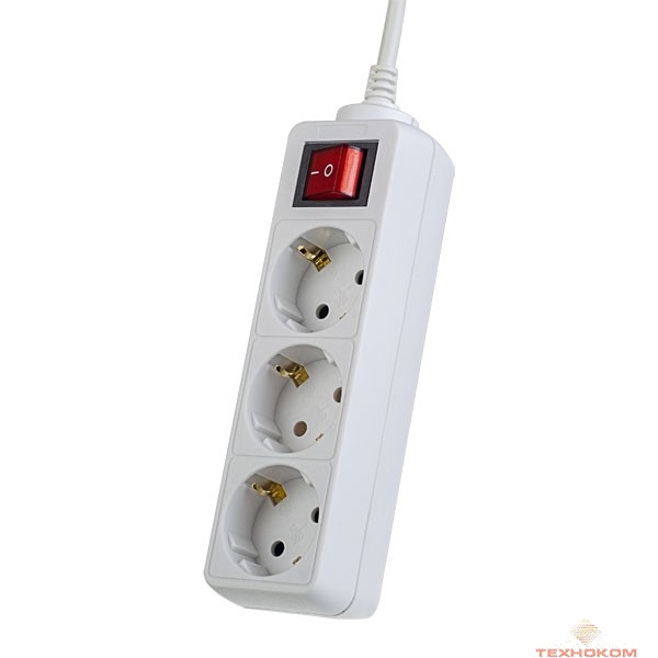 Perfeo Сетевой удлинитель с кнопкой "POWERMATE", PF_A4679 (3,0м, 3 розетки, белый(PF-PM-3/3,0-W))