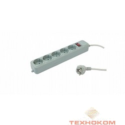 PC PET Сетевой удлинитель AAP01006-3-GR 3м (5 розеток, EURO, EURO/RUS), серый {619890}