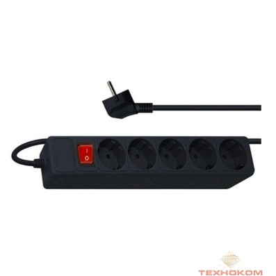 Perfeo Сетевой фильтр "5 POWER",PF_2924 (3м, 5 розеток, чёрный (PF-SP-5/3,0-B))