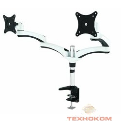 Cactus CS-VM-FE124D-AL серебристый Кронштейн для 2-х мониторов 15"-27" макс.8кг настольный поворот