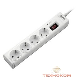 APC P43-RS сетевой фильтр 1м, 4 розетки, белый