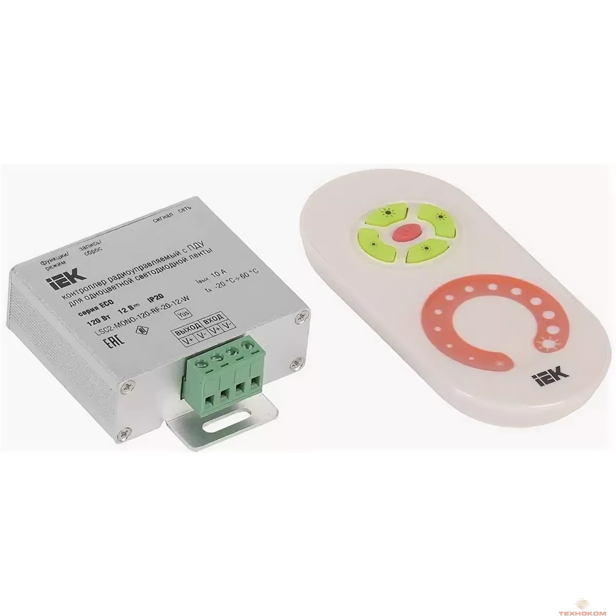 Iek LSC2-MONO-120-RF-20-12-W Контроллер с ПДУ радио (белый) MONO 1 канал 12В, 10А, 120Вт IEK-eco