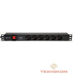 5bites PDU619A-06 Блок розеток  6S / AL / SWITCH / 1U / 19" / 2M*3G*1.5MM2 / VDE