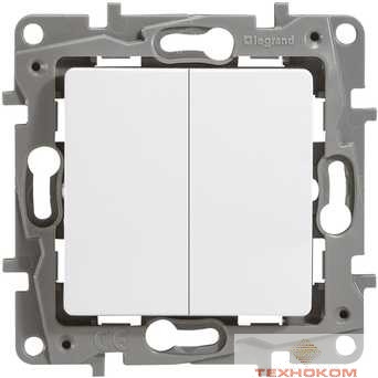 Legrand 672204 Выключатель двухклавишный с подсветкой - Etika - 10 A - 250 В~ - белый