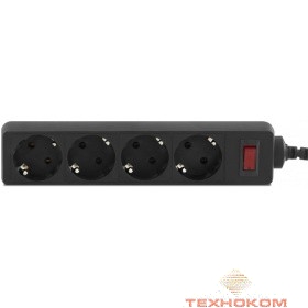 CBR Сетевой фильтр CSF 2450-5.0 Black CB, длина кабеля 5 м, 4 розетки, чёрный цвет, цветная коробка, CSF 2450-5.0 Black CB