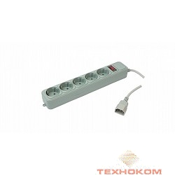 PC PET Сетевой удлинитель AP01006-E-GR 1.8м (5 розеток, IEC 320, EURO/RUS), серый {619888}