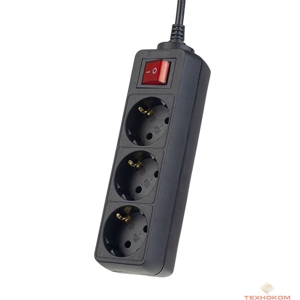 Perfeo Сетевой удлинитель с кнопкой "POWERMATE", PF_A4678 (3,0м, 3 розетки, черный (PF-PM-3/3,0-B))