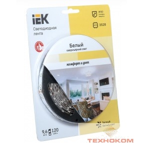 Iek LSR1-1-120-20-1-05 Лента LED 5м  блистер LSR-3528WW120-9.6-IP20-12V IEK-eco теплый белый