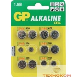 GP ACM01-CR12 12/1440 (Набор дисковых батареек, 12 шт. в уп-ке) {Количество в упаковке — 12 (2 x LR41 (192), 2 x LR43 (186), 4 x LR44 (A76), 2 x LR54 (189), 2 x LR60 (164))}