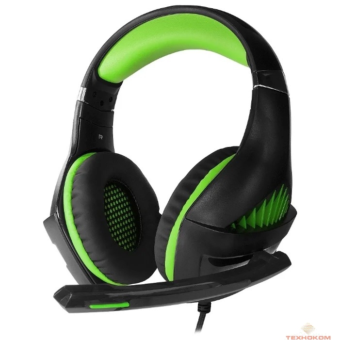 CROWN CMGH-2002 Black&green (Подключение jack 3.5мм 4pin + адаптер 2*jack spk+mic,Частотныи? диапазон: 20Гц-20,000 Гц ,Кабель 3.2м