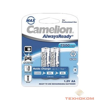 Camelion  AA- 2500mAh Ni-Mh Always Ready BL-2 (NH-AA2500ARBP2, аккумулятор, 1.2В)