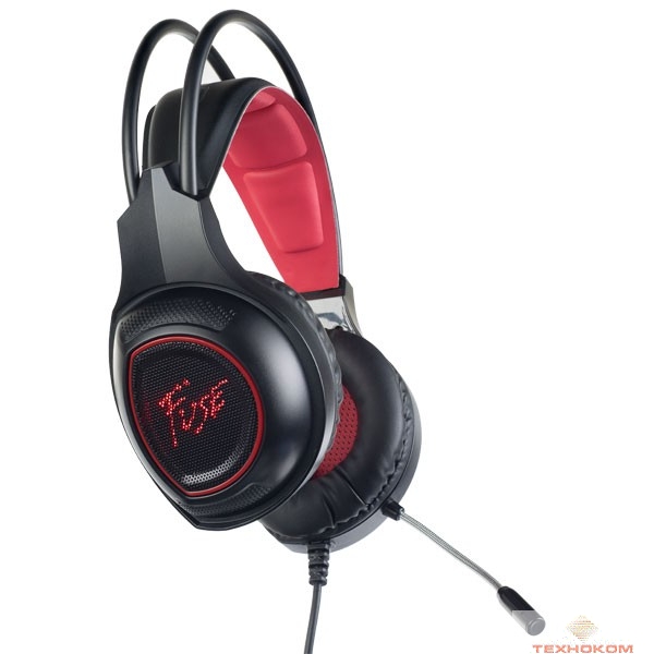 Perfeo игровая гарнитура FUSE черная 1,8 м, разъемы 2x3,5 мм (3 pin) и USB (LED), переходник[PF_A4422]