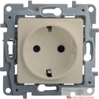 Legrand 672322 Розетка 2К+З со шторками - немецкий стандарт - 16 А - 250 В~ - Etika - слоновая кость