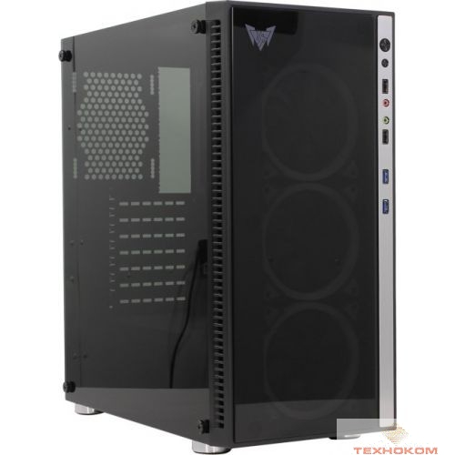 CROWN Корпус Micro CMC-GS10R (CM-PS600W PLUS) ( Gaming, Midi Tower,Размеры (Ш*Г*В) 205*455*410мм; сталь 0,5мм SPCC, закалённое стекло 4мм(левая+фронтальная) ; Отсеки  3,5" в