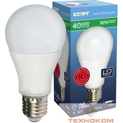 СТАРТ (4670012295075) Светодиодная лампа. Форма - груша. Холодный белый свет. LEDGLSE27 16W42