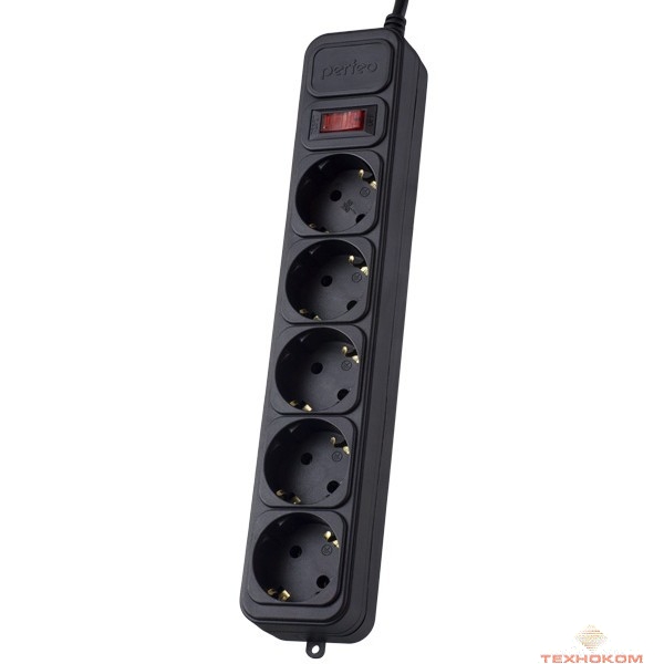 Perfeo Сетевой фильтр "POWER HUB", PF_3974 (1,0м, 5 розеток, чёрный (PF-SP-5/1,0-B))