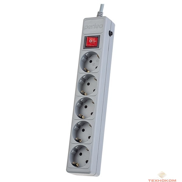 Perfeo Сетевой фильтр "POWER+",PF_A4661 (3,0м, 5 розеток, серый (PF-PP-5/3,0-G))