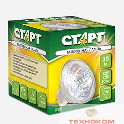 СТАРТ (4607175850803)Галогенная лампа. Теплый свет. Цоколь GU5.3.  JCDR 220V35W -10/200