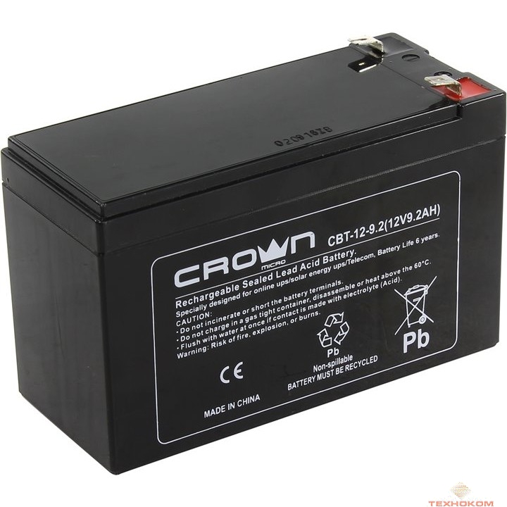 Crown Аккумулятор CBT-12-9.2 (12V, 9.2Ah)(CM000001678)