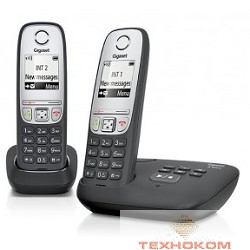 Gigaset A415A(M) DUO < Black > (2 трубки с ЖК диспл., База, Заряд. устр-во) стандарт-DECT