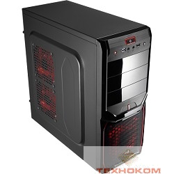Miditower Aerocool "V3X Advanced Devil Red Edition", ATX, черно-красный (без БП) EN57400