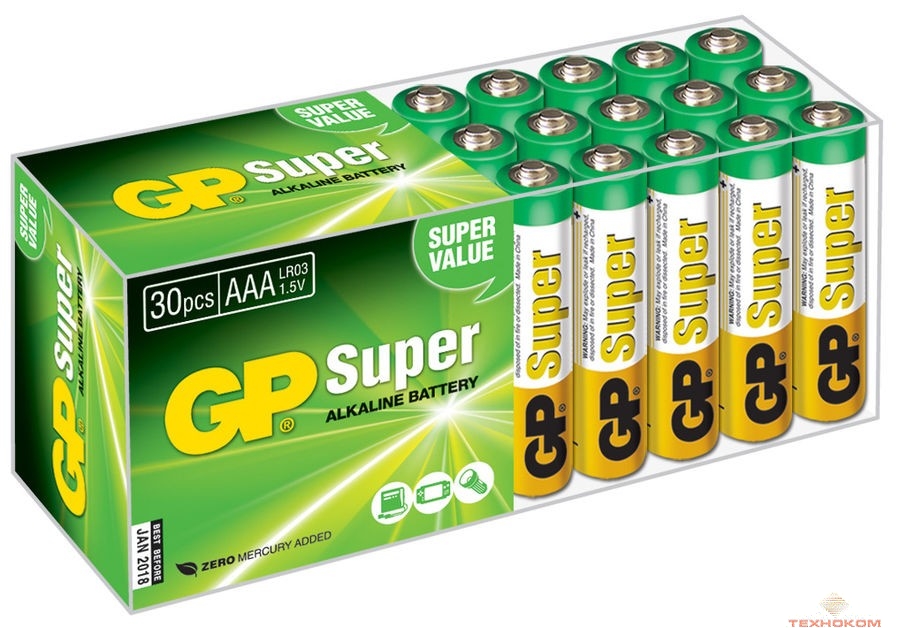 GP Super Alkaline 24A LR03 AAA   (30 шт. в уп-ке) {10502}