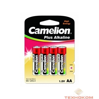 Camelion..LR 6  Plus Alkaline BL-4 (LR6-BP4, батарейка,1.5В) (4шт. в уп-ке)